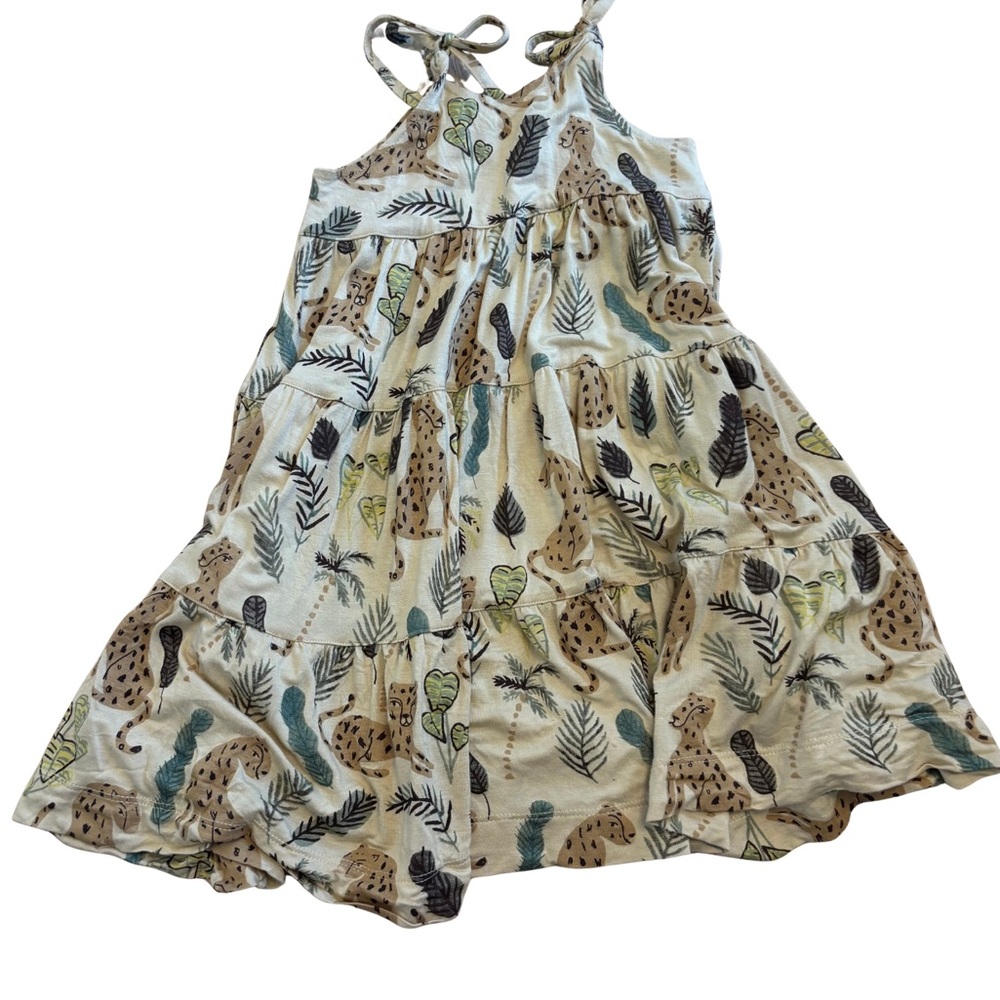 Kate Quinn Toddler Girl Bamboo Spaghetti-Tie Prairie Dress - Leopard - 18-24m